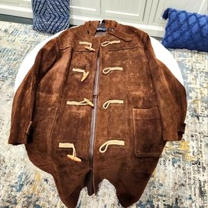 Ralph Lauren polo Vintage Leather Duffle coat hoodie Excellent condition Trench